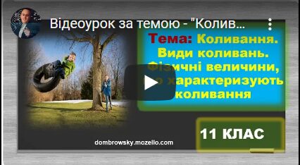 Відеоурок за темою - "Коливання. Види коливань."