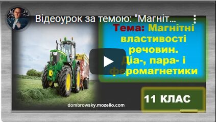 Відеоурок за темою: "Магнітні властивості речовин"