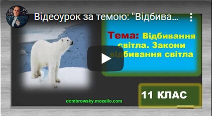 Відеоурок за темою: "Відбивання світла"