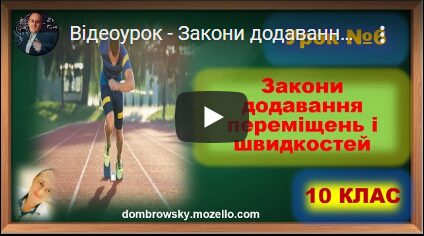 Відеоурок - Закони додавання переміщень і швидкостей